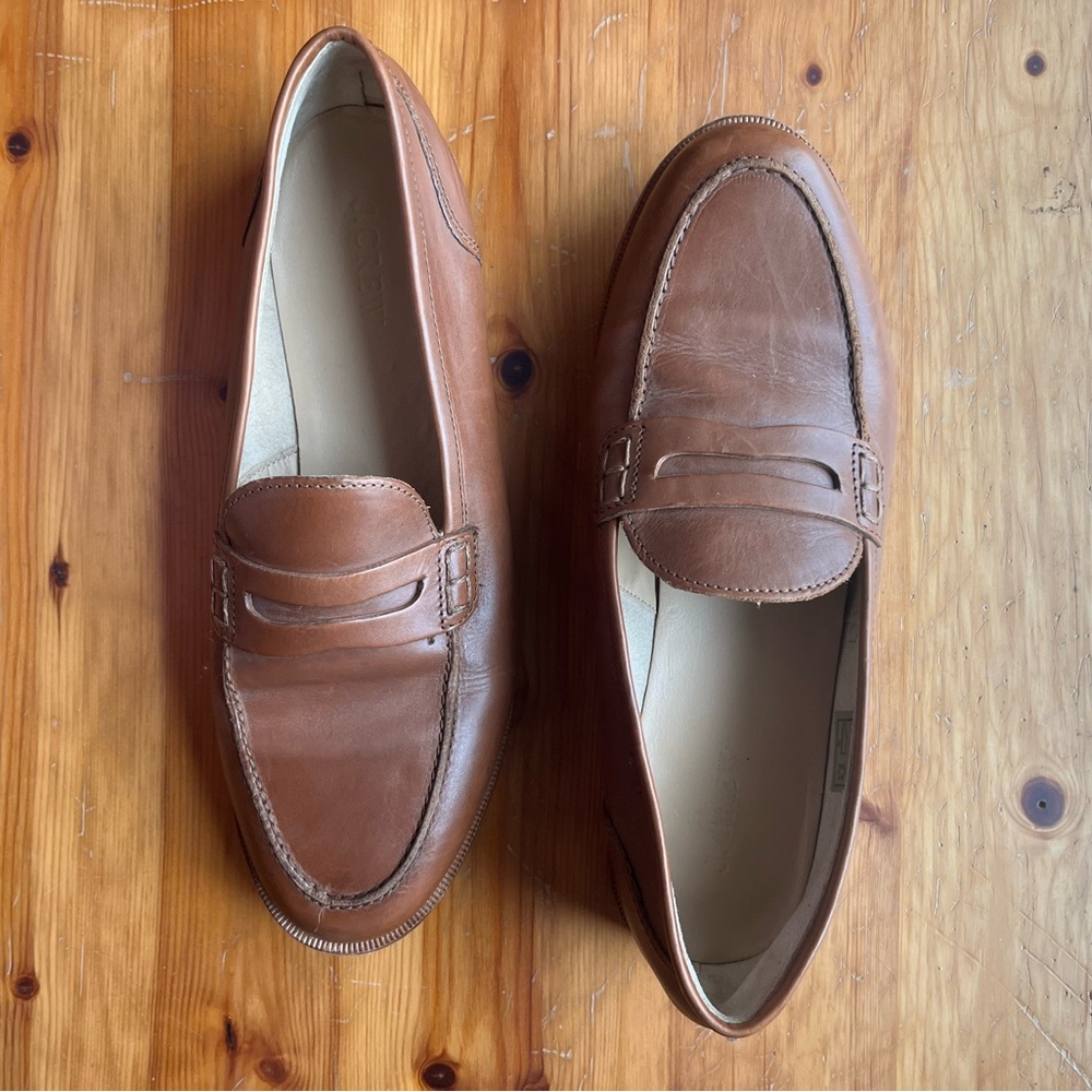 Brown leather J. Crew Loafers